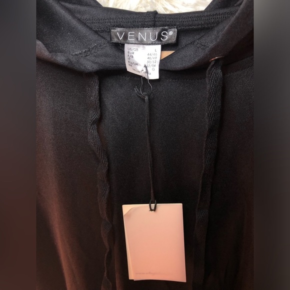 VENUS Black Short Sleeve Hooded Mini Dress size L - Picture 6 of 10